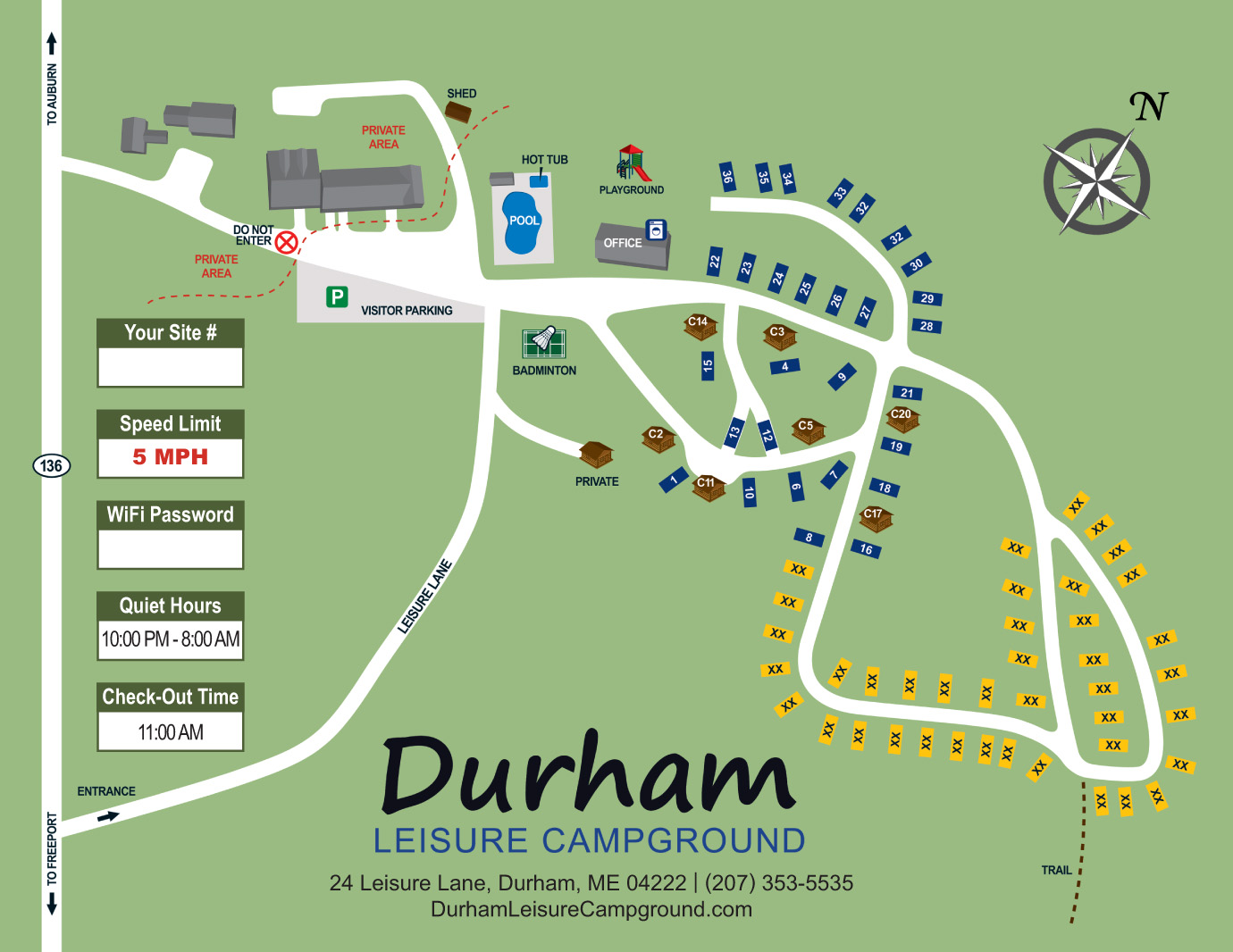 Durham Leisure Campground Site Map